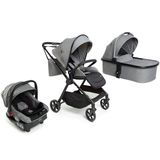 Carrinho De Bebê Safety 1st Magnific 5 Em 1 Berço Passeio Moisés Com Bebê Conforto Travel System Com Base Cinza 0-15 Kg