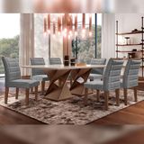 Conjunto Sala De Jantar Genova Chocolate-off White Com 6 Cadeiras Genova Estofadas Suede - Cinza