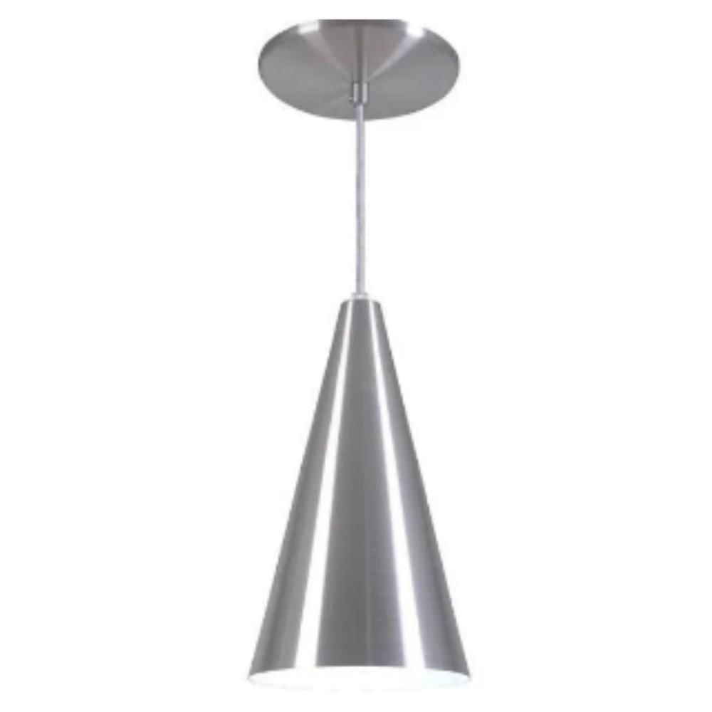 Luminaria Teto Pendente Luxo Lustre Aluminio Cone Prata Prata