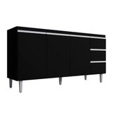 Balcão Para Pia Andréia 150 Cm 3 Portas Preto Ajl
