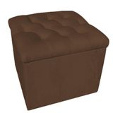 Puff Baú Decorativo 51x51 Suede Marrom - Majú Decor