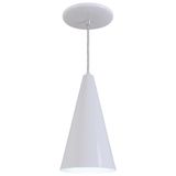 Luminaria Teto Pendente Luxo Lustre Aluminio Cone Branco Branco