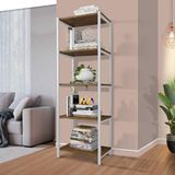 Aparador Para Sala Em Aço 5 Prateleiras 50 Cm Imbuia Branco Zed Steel Mobile