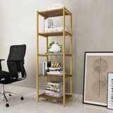 Aparador Para Sala 5 Prateleiras 50 Cm Imbuia Dourado Zed Steel Mobile