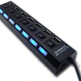 Hub Usb 2.0 C/ 7 Portas Switch On E Off Led Indicador