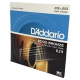 Cordas Em Aço Daddario 80/20 Bronze 012  Violão Ej11