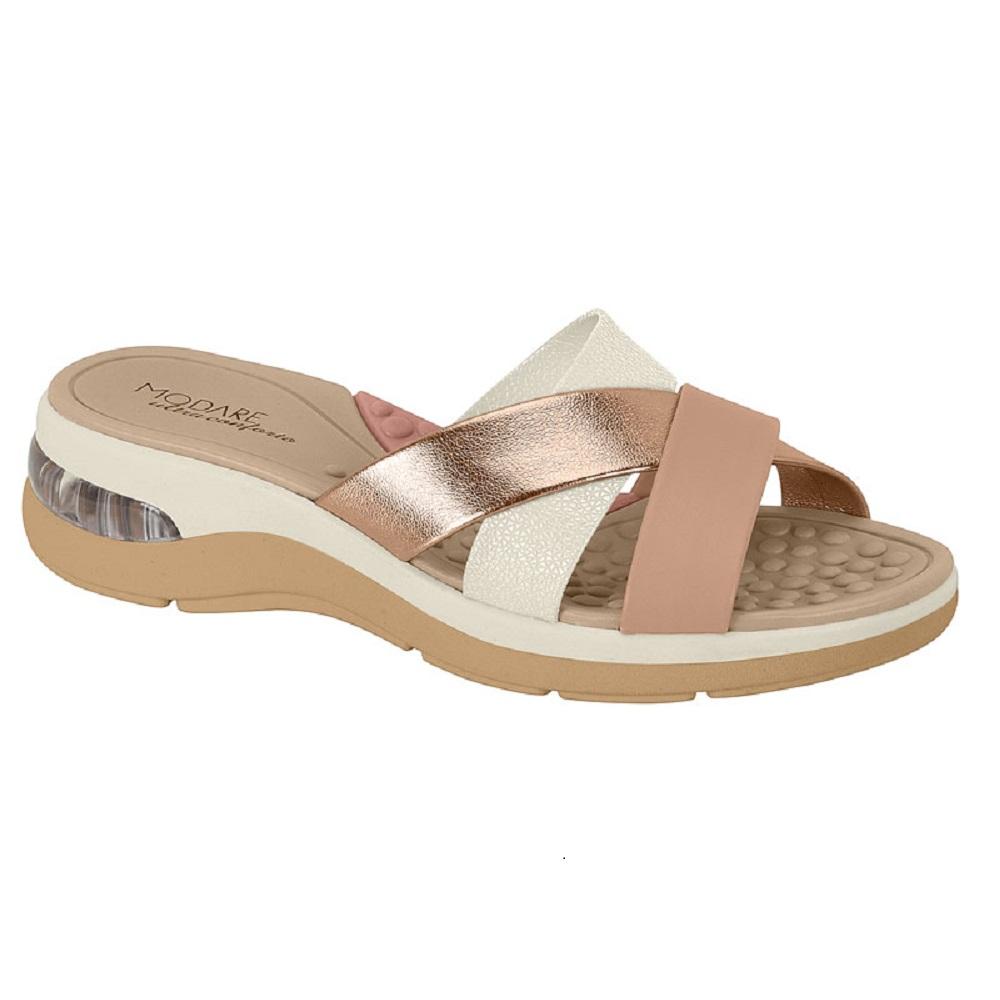 Tamanco Modare Anabela Ref 7183.100.28147 Ouro Rosado/branco Off/nude 039