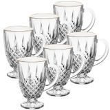 Kit 6 Xícaras De Cristal Diamante Com Fio Dourado Lyor 150ml