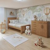 Quarto Infantil Com Cama Solteiro Athenas E Cômoda 8 Gavetas 2 Portas Toronto Amêndoa Clean