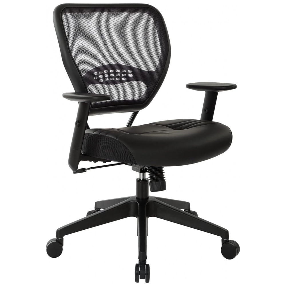 Cadeira De Escritorio Ergonomica Giratoria Com Suporte Lombar E Altura Ajustaveis, Space Seating 5700e, Preto