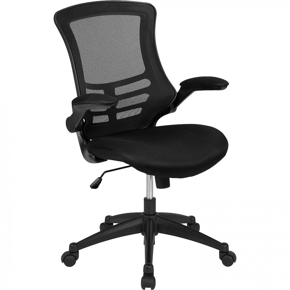 Cadeira De Escritorio Ergonomica Giratoria Com Suporte Lombar E Altura Ajustaveis, Flash Furniture Bl X 5m Bk Gg, Preto