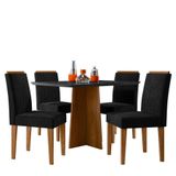 Mesa De Jantar Anitta 120x80 Com 4 Cadeiras Ana Ypê/preto/veludo Preto - New Ceval