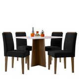 Mesa De Jantar Anitta 120x80 Com 4 Cadeiras Ana Imbuia/off White/veludo Preto - New Ceval