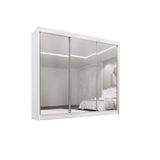 Guarda Roupa Casal Dubai 3 Portas Espelhadas 6 Gavetas 100% Mdf D Doro Móveis- Branco