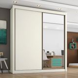 Guarda Roupa Solteiro Espelho 2 Portas 4 Gavetas Zurique Off White Móveis Europa