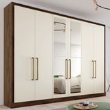 Guarda-roupa Casal Argos 6 Portas 6 Gavetas Espelhado 100% Mdf Brauna/off White