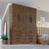 Guarda Roupa Solteiro Mdf 4 Portas 8 Gavetas Monaco Plus Ypê