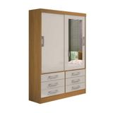 Guarda Roupa Solteiro 2 Portas 6 Gavetas 100% Mdf Meridian Plus D&#39;doro:cinamomo Off Cinamomo Off