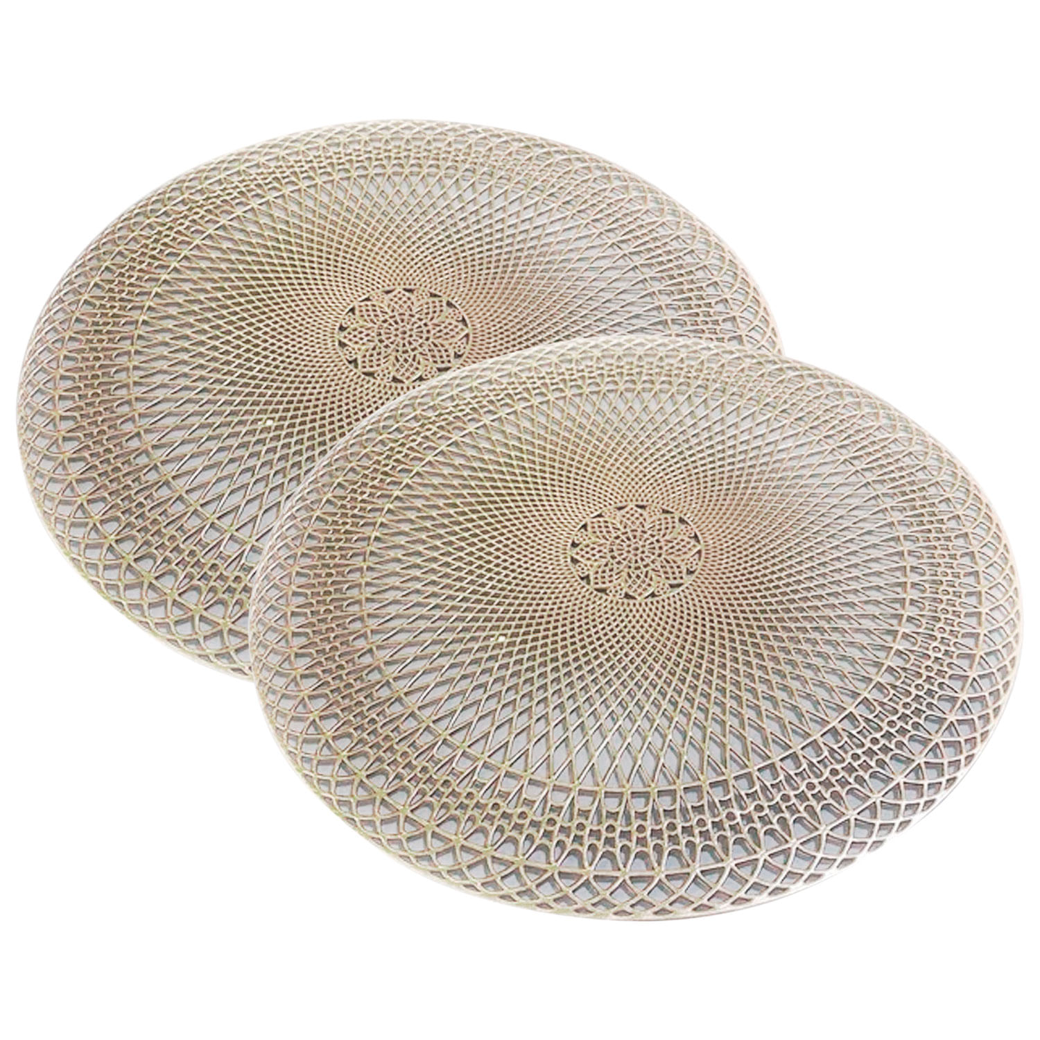 Jogo Americano 2 Peças Mesa Posta Mesa Redondo Linha Luxo Tamanho Grande Modelo Lotus Em Pvc