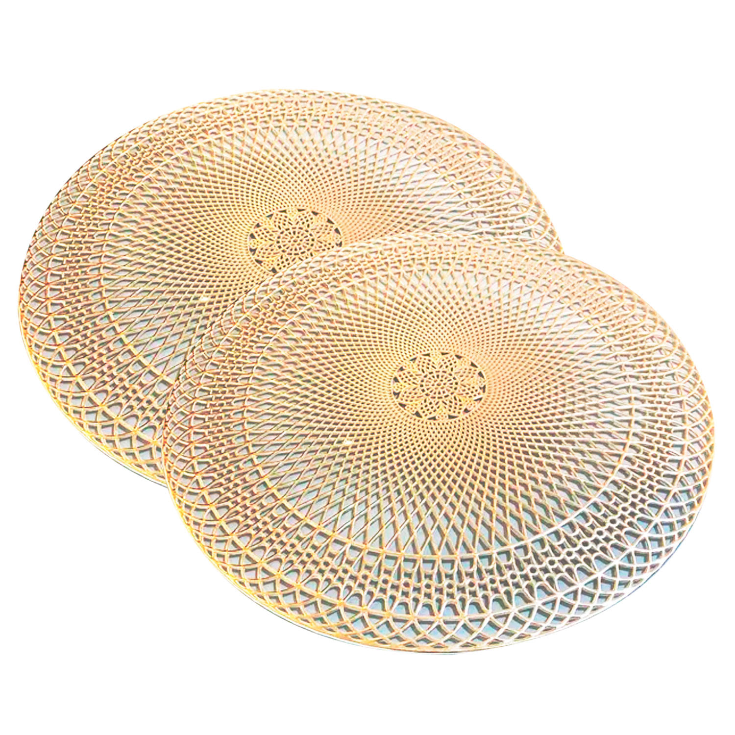 Jogo Americano 2 Peças Mesa Posta Mesa Redondo Linha Luxo Tamanho Grande Modelo Lotus Em Pvc