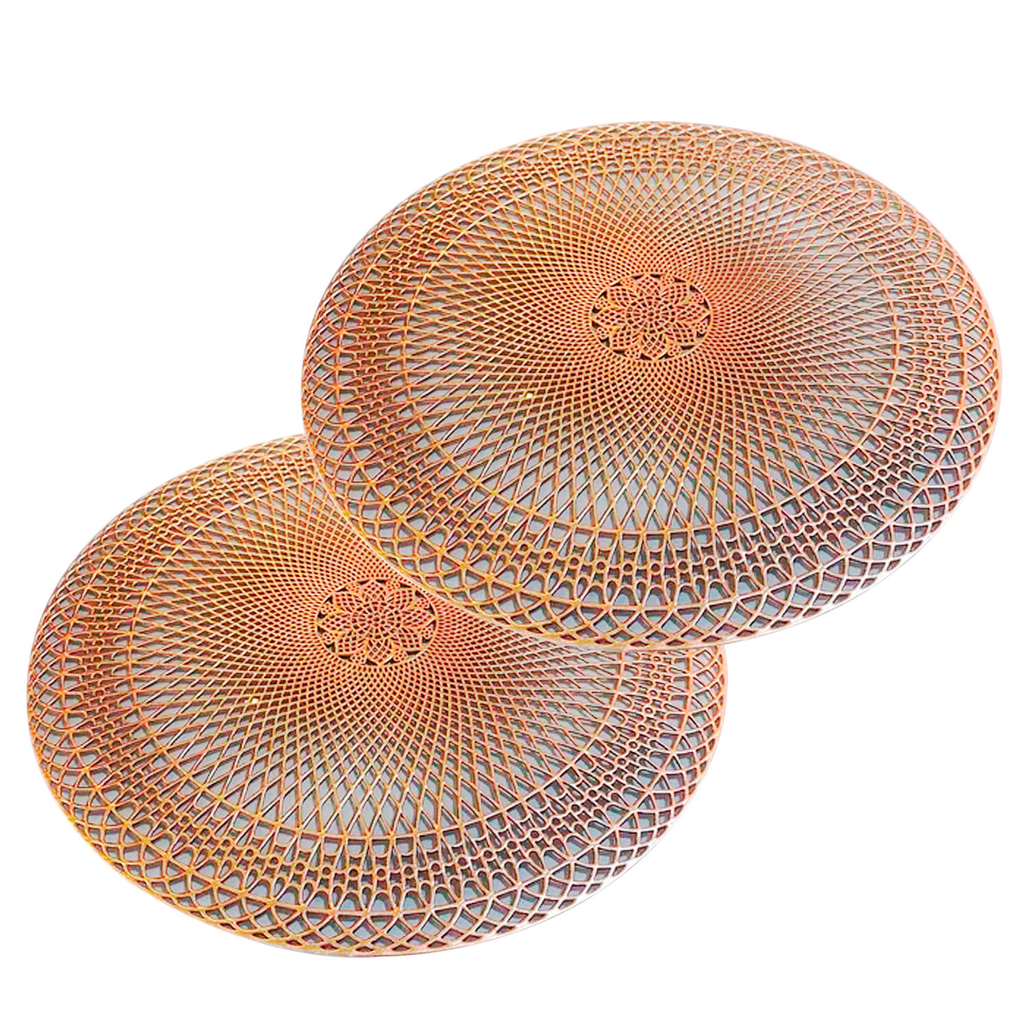 Jogo Americano 2 Peças Mesa Posta Mesa Redondo Linha Luxo Tamanho Grande Modelo Lotus Em Pvc