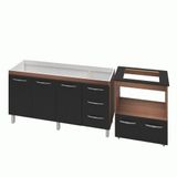 Armário Gabinete Balcão Para Pia 138 Cm Carina Com Balcão Para Cooktop 4 Bocas Forno Elétrico Preta