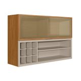 Armário Aéreo Duplo Adega 09 Garrafas Mdf Nature Off White Flint Shop Jm