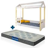 Cama Casinha Montessori Com Led Solteiro Branco Laura Divaloto Com Colchão Probel D20