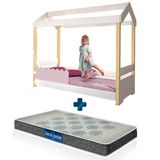 Cama Casinha Infantil Rose Com Led Jhulia Divaloto Com Colchão Probel D20