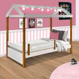 Cama Casinha Infantil Com Led Montessori Elis Divaloto Branco E Marrom