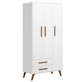 Guarda Roupa Infantil 3 Portas Retrô Q Encanto Branco - Qmovi