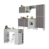 Armário Cozinha Bancada Americana Xangai Multimóveis Mp2203 Branco/lacca Fumê