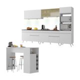 Armário De Cozinha Completa Com Bancada Americana Veneza Multimóveis Mp2199 Branco Branco