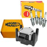 Kit Ignição Vela E Bobina Golf 1.6 2000 A 2007 Ngk Magnetti