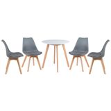 Mesa De Jantar Redonda 70cm Branco + 4 Cadeiras Cinza Escuro