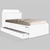 Cama Solteiro Tamires Baú Branco Com Auxiliar E Colchões