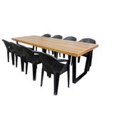 Jogo Mesa Industrial Diamond 2,50m E 8 Cadeiras Área Gourmet