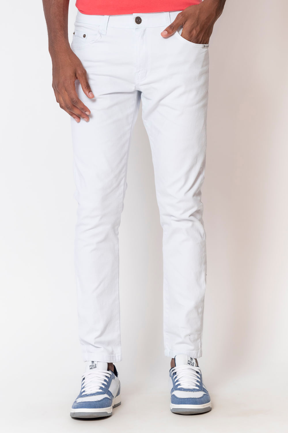 Calça Masculina Sarja Slim Polo Wear Branco