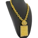 Cordão Cadeado 12mm + Pingente Tudo Posso - Banhado A Ouro