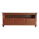 Rack 3 Gavetas Com Nicho E Tampo De Madeira - M550501 Cor Garapa - Verniz