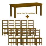 Mesa Retangular Com 10 Cadeiras Madeira Maciça 220 X 88 Imbuia Plácida Shop Jm