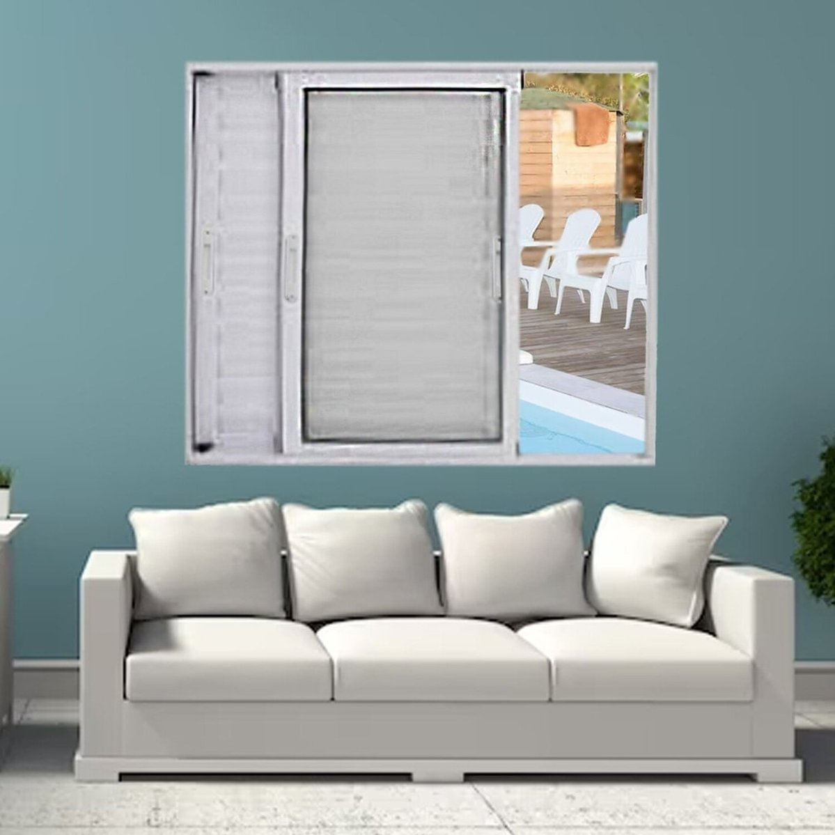 Janela Veneziana De Alumínio 3 Folhas Móveis 100x120cm Linha 25 Branco