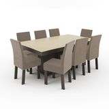 Conjunto Mesa Plus Retangular Tampo De Vidro Fendi Temperado 8 Cadeiras Lisboa Veludo Castor