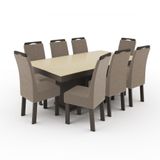 Conjunto Mesa Plus Retangular Tampo De Vidro Fendi Temperado 8 Cadeiras Nevada Veludo Castor