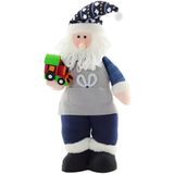 Boneco Papai Noel Decorativo Artesão Azul Com Brinquedo 53cm