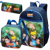 Kit Mochila Costas Lancheira Estojo Escolar Infantil Menino Naruto Shippuden Time 7