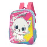Mochila Costas Infantil Menina Gata Cindy Verde Luxcel