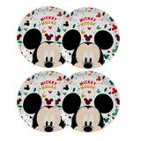 Jogo 4 Pratos Rasos Melamina Refeição Infantil Mickey Mouse 20cm - Tuut