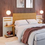 Cabeceira Casal, Queen Size E Solteiro Com Nichos Laterais Nature Off White Grécia Fênix