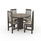 Conjunto Mesa Pop Redonda Tampo De Mdf Cabernet Com 4 Cadeiras Alta Floral Bege